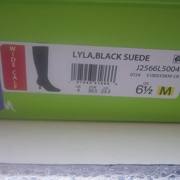 NEW Sam Edelman Women's 6.5 Lyla Black Suede Knee High Heel Boots WIDE CALF - Picture 12 of 12